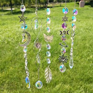 5 PCS Crystal Sun Catcher Pendant Hanging Ornament Decoration Crystal Ball Prism Rainbow Suncatchers for Windows Home Garden Decoration