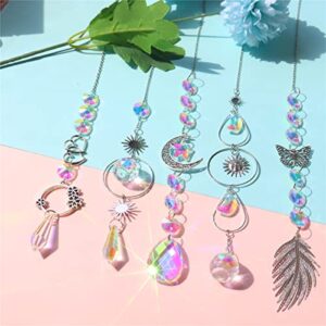 5 PCS Crystal Sun Catcher Pendant Hanging Ornament Decoration Crystal Ball Prism Rainbow Suncatchers for Windows Home Garden Decoration