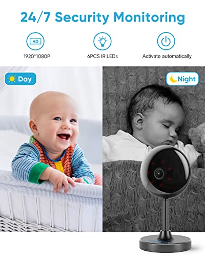 owltron 2 PCS 1080P Indoor Camera Security Camera Baby Monitor with Camera Surveillance Indoor Compatible with Alexa, Pet Camera with APP 2-Way Audio Motion Detection Night Vision (T1)