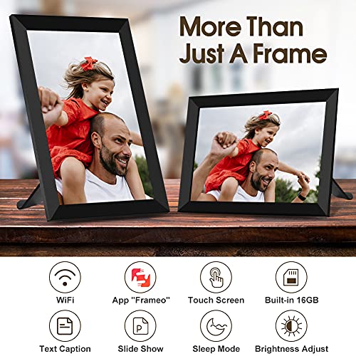 FRAMEO 10.1 Inch Smart WiFi Digital Photo Frame, Digital Picture Frame 1280x800 HD Touch Screen Electronic Picture Frame with Built-in 16GB Memory, Auto Rotation, Share Photos Instantly via App