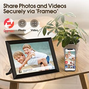 FRAMEO 10.1 Inch Smart WiFi Digital Photo Frame, Digital Picture Frame 1280x800 HD Touch Screen Electronic Picture Frame with Built-in 16GB Memory, Auto Rotation, Share Photos Instantly via App