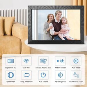 Extra Large Digital Picture Frame - 19 inch Dual-WiFi Digital Photo Frame Wall Mountable, 32GB WiFi Smart Frame, Full Function, Share Photos and Videos via App or Email Instantly, Free Cloud Storage