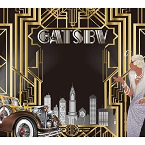 Allenjoy 7x5ft Vinyl Gatsby Themed Backdrop for Celebration Retro Roaring 20's 20s Party Art Decor Happy 1st Birthday Wedding Decoration Pictures Background Supplies Photo Booth Prop