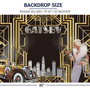 Allenjoy 7x5ft Vinyl Gatsby Themed Backdrop for Celebration Retro Roaring 20's 20s Party Art Decor Happy 1st Birthday Wedding Decoration Pictures Background Supplies Photo Booth Prop