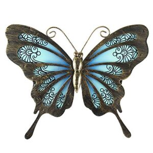 liffy metal butterfly wall decor – outdoor butterfly wall art – glass & metal butterfly decor for outdoor garden fence patio butterfly gifts for women