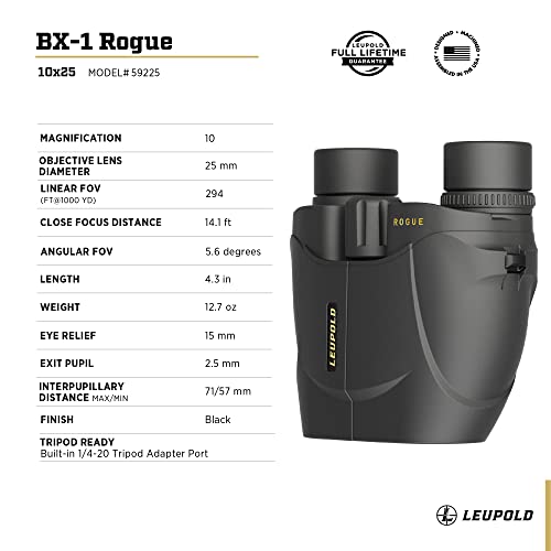 Leupold BX-1 Rogue Binocular, 10x25mm