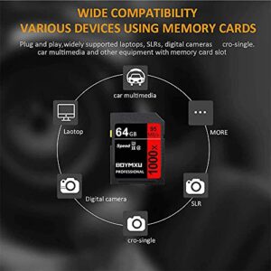 64GB Memory Card, BOYMXU Professional 1000 x Class 10 Card U3 Memory Card Compatible Computer Cameras and Camcorders, Camera Memory Card Up to 95MB/s, Red/Black