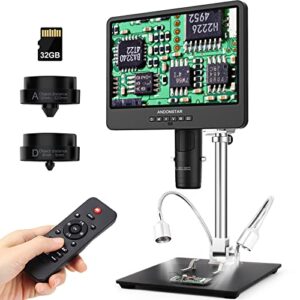 andonstar ad249s-m 10.1 inch hdmi digital microscope 2000x for adults, 3 lens 2160p uhd video record, soldering microscope, coin microscope, biological microscope kit with 32g card, windows compatible