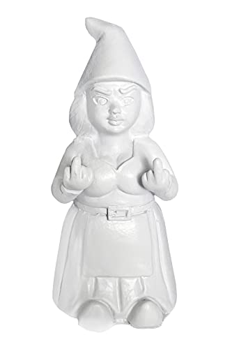 Gnometastic Gnude Mini Gnomes - Lady Double Bird Gnome Unpainted Gnome Statue, 3.75in Tall - DIY Paint Your Own Gnome - Polyresin, Indoor/Outdoor Funny Garden Gnomes to Paint for Adults