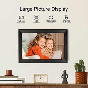 Digital Picture Frame Funcare 15.6 Inch Large WiFi Digital Photo Frame with Full HD Touchscreen, 32GB Storage, Easy to Share Photos and Videos via APP, Wall Mountable