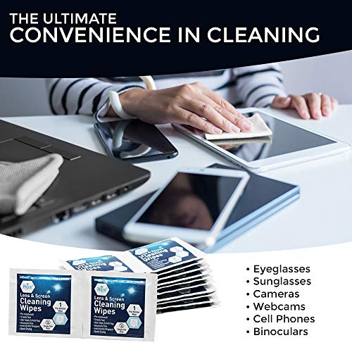 Medpride Premoistened Lens Wipes| Anti-Static, Anti-Fog, Quick-Dry & Scratch-Free| Cleaning Cloths for LED Touch Screen, iPhones, iPads, Computer Monitors, Eyeglasses, Camera Lenses, Laptop (100)