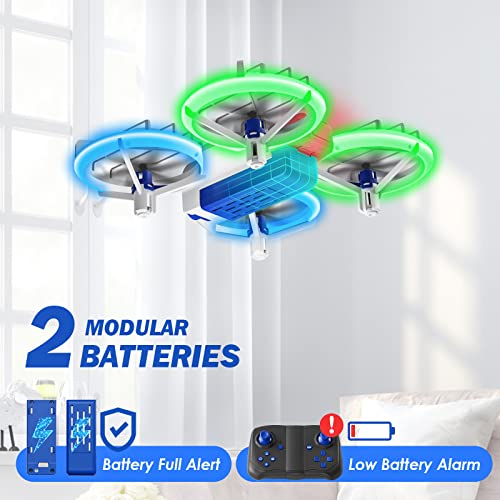 Cool Toys Gifts for Boys Girls Teenagers,Mini Drone for Kids with LED Lights,Indoor Small Quadcopter with 3D Flips,Headless Mode and 2PCS Modular Batteries,Upgraded Guards for Beginners