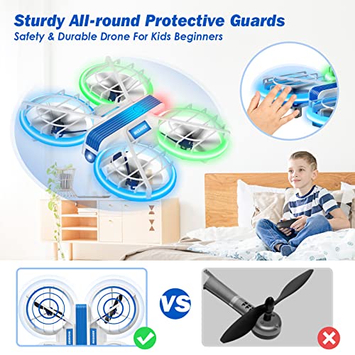 Cool Toys Gifts for Boys Girls Teenagers,Mini Drone for Kids with LED Lights,Indoor Small Quadcopter with 3D Flips,Headless Mode and 2PCS Modular Batteries,Upgraded Guards for Beginners