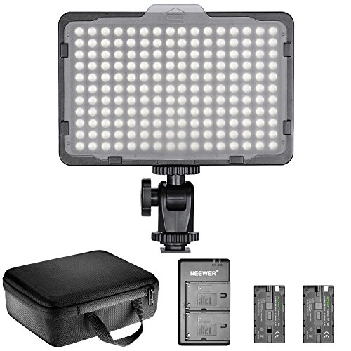 NEEWER Dimmable 176 LED Video Light Lighting Kit: 176 LED Panel 3200-5600K, 2 Pieces Rechargeable Li-ion Battery, USB Charger and Portable Durable Case for Canon, Nikon, Pentax, Sony DSLR Cameras