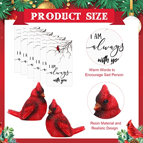 6 Packs Memorial Cardinal Gift Set Include 6 Pcs Red Cardinal Bird Statue Figures 6 Pcs Red Feathered Cards 6 Pcs Organza Bags for Sympathy Grief Memorial Gift Funeral Favors Home Garden Decor