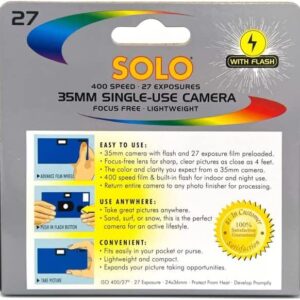 Solo Single-Use 35mm Film Camera with Flash (400 ASA, 27 Exposures)