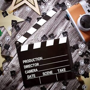 10 Pieces Movie Film Clap Board, 7 x 8 Inch Cardboard Movie Clapboard Movie Directors Clapper Writable Cut Action Scene Board for Movies Films Photo Props(White)