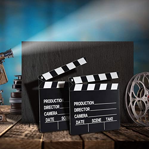 10 Pieces Movie Film Clap Board, 7 x 8 Inch Cardboard Movie Clapboard Movie Directors Clapper Writable Cut Action Scene Board for Movies Films Photo Props(White)