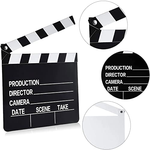 10 Pieces Movie Film Clap Board, 7 x 8 Inch Cardboard Movie Clapboard Movie Directors Clapper Writable Cut Action Scene Board for Movies Films Photo Props(White)