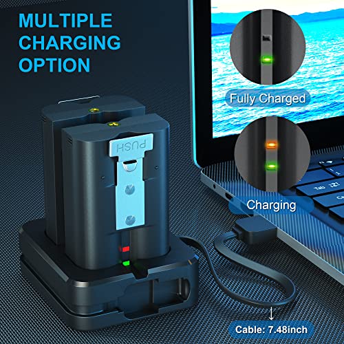 2 Packs 6040mAh Rechargeable Battery and Dual USB Charging Station Compatible with Ring, for Video Doorbell 2/3/4 and Spotlight Cam Battery 3.65V Lithium-Ion Batteries (Not for Stick Up Cam)