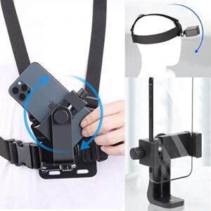 karuizi chest strap holder for phone holder hero11, 10, 9, 8, 7, 6, 5 action camera accessories pov, headband holder, adjustable phone clip holder chest strap holder strap holder