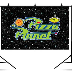 Pizza Planet Backdrop for Birthday Party Decorations Outspace Background for Baby Shower Party Cake Table Decorations Supplies Toy Story Theme Banner 5x3ft