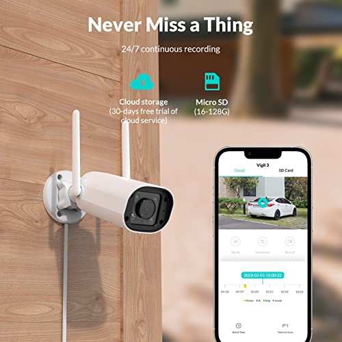 NETVUE Security Camera Outdoor, 1080P 2.4G WiFi Home Video Surveillance Waterproof Camera, Color Night Vision Wide View, Siren Alarm, Spotlight Camera, 24/7 SD Card Storage & Cloud, Support Alexa