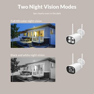 NETVUE Security Camera Outdoor, 1080P 2.4G WiFi Home Video Surveillance Waterproof Camera, Color Night Vision Wide View, Siren Alarm, Spotlight Camera, 24/7 SD Card Storage & Cloud, Support Alexa