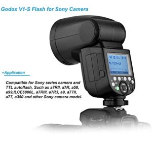 Godox V1-S Round Head Camera Flash for Sony, 2.4G 1/8000 HSS TTL Flash Speedlite, 480 Full Power Shots, 10 Level LED Modeling Lamp Compatible for Sony Camera