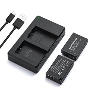 lp-e17 battery 2-pack and dual usb charger for lp e17, rp, rebel sl2, sl3, t6i, t6s, t7i, t8i, m3, m5, m6, 200d, 77d, 750d, 760d, 800d, 8000d, kiss x8i, digital slr camera