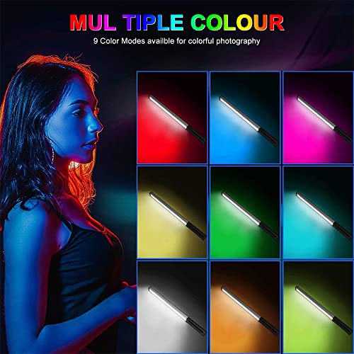 RGB Handheld LED Video Light, Wand Stick Photography Light 9 Colors with 26.2" to 78.7" Tripod & Remote Control, Adjustable 3200K-5600K [Upgraded]