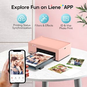 Liene 4x6'' Photo Printer, Wi-Fi Picture Printer, 20 Sheets, Full-Color Photo, Photo Printer for iPhone, Android, Smartphone, Computer, Dye Sublimation, Portable Photo Printer for Home Use, Pink