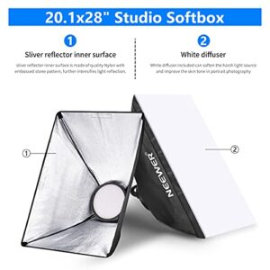 Neewer RGB LED Softbox Lighting Kit with 2.4G Remote: 3-Pack 48W Dimmable LED Light Head with 3200~5600K/CRI95+/360°Full Color/10 Scene Effect with Softbox, Stand and Boom Arm for Studio Photography