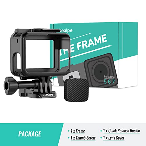 Wealpe Frame Mount Case Housing Compatible with GoPro Hero 5, Hero 6, Hero 7 Black/Silver/White, Hero (2018) Cameras with Lens Cap