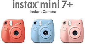 Fujifilm Instax Mini 7+ Camera, Easy to Operate, Portable, Handy Selfie Mirror, Polaroid Camera, Perfect for Beginners and Experts, Sleek and Stylish Design - Light Pink (Renewed)