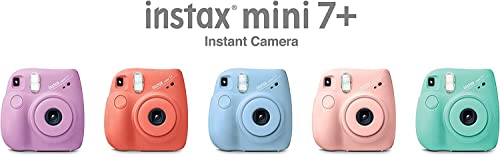 Fujifilm Instax Mini 7+ Camera, Easy to Operate, Portable, Handy Selfie Mirror, Polaroid Camera, Perfect for Beginners and Experts, Sleek and Stylish Design - Light Pink (Renewed)