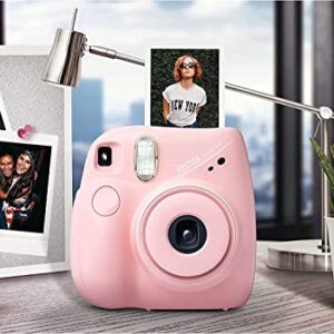 Fujifilm Instax Mini 7+ Camera, Easy to Operate, Portable, Handy Selfie Mirror, Polaroid Camera, Perfect for Beginners and Experts, Sleek and Stylish Design - Light Pink (Renewed)