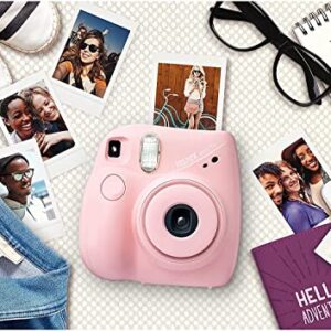 Fujifilm Instax Mini 7+ Camera, Easy to Operate, Portable, Handy Selfie Mirror, Polaroid Camera, Perfect for Beginners and Experts, Sleek and Stylish Design - Light Pink (Renewed)