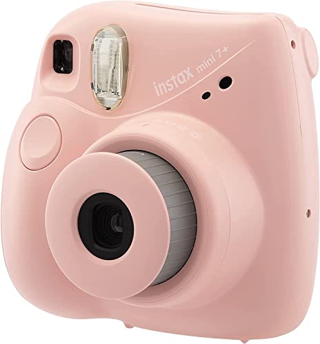 Fujifilm Instax Mini 7+ Camera, Easy to Operate, Portable, Handy Selfie Mirror, Polaroid Camera, Perfect for Beginners and Experts, Sleek and Stylish Design - Light Pink (Renewed)