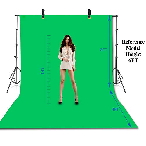 EMART Photo Video Studio 8.5 x 10ft Green Screen Backdrop Stand Kit, Photography Background Support System with 10 x12ft 100% Cotton Muslin Chromakey Backdrop