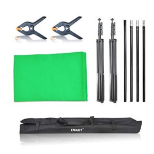 EMART Photo Video Studio 8.5 x 10ft Green Screen Backdrop Stand Kit, Photography Background Support System with 10 x12ft 100% Cotton Muslin Chromakey Backdrop