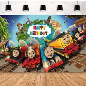 thomas train birthday party decorations, thomas party photo backdrop for train friends theme party background supplies for kids girls boys baby shower, 5 x 3ft