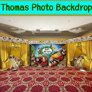 Thomas Train Birthday Party Decorations, Thomas Party Photo Backdrop for Train Friends Theme Party Background Supplies for Kids Girls Boys Baby Shower, 5 x 3Ft