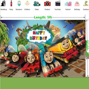 Thomas Train Birthday Party Decorations, Thomas Party Photo Backdrop for Train Friends Theme Party Background Supplies for Kids Girls Boys Baby Shower, 5 x 3Ft