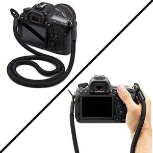 Eorefo Camera Strap Vintage 100cm Nylon Climbing Rope Camera Neck Shoulder Strap for Micro Single and DSLR Camera.(Black)