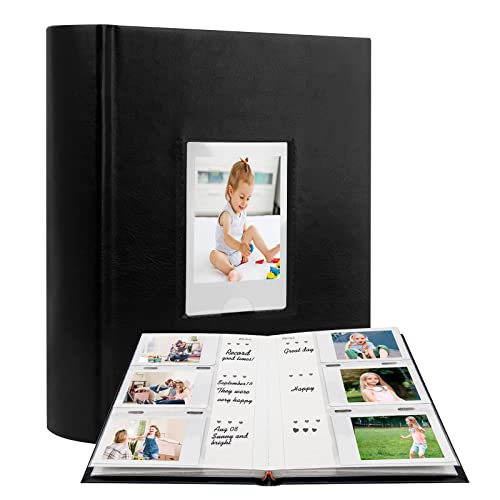 Photo Album for Fujifilm Instax Mini Camera, 180 Pockets Instax Mini Album with Memo Areas, 2X3 Photo Album for Polaroid 2x3 ZINK Film Camera, Fujifilm Instax Mini 1112 9 8 40 Evo Instant Camera, Black