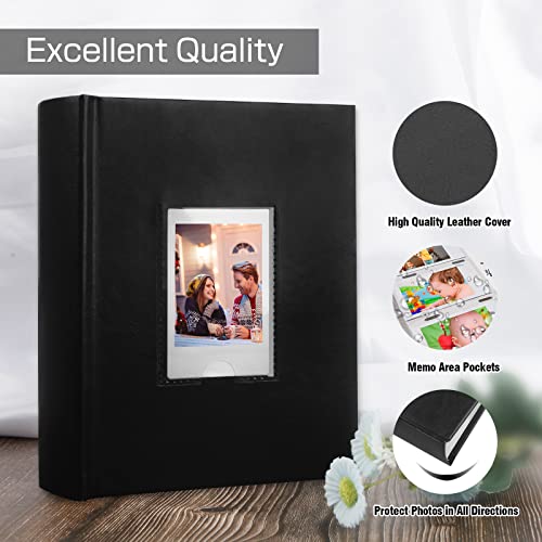 Photo Album for Fujifilm Instax Mini Camera, 180 Pockets Instax Mini Album with Memo Areas, 2X3 Photo Album for Polaroid 2x3 ZINK Film Camera, Fujifilm Instax Mini 1112 9 8 40 Evo Instant Camera, Black