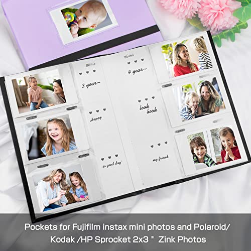 Photo Album for Fujifilm Instax Mini Camera, 180 Pockets Instax Mini Album with Memo Areas, 2X3 Photo Album for Polaroid 2x3 ZINK Film Camera, Fujifilm Instax Mini 1112 9 8 40 Evo Instant Camera, Black