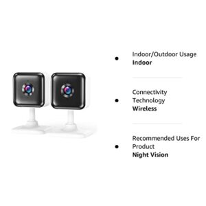 Indoor Cam 1080P FHD Wi-Fi Smart Home Security Camera with Night Vision, 2-Way Audio, Motion Detection, for Baby/Pet/Nanny/Elderly, Compatible with Alexa & Google Home, 2 Pack