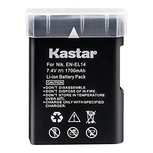 Kastar Battery Replacement for Nikon EN-EL14 EN-EL14a MH-24 MH-24a and Nikon D3100 D3200 D3300 D3400 D3500 D5100 D5200 D5300 D5500 D5600 DF Coolpix P7000 P7100 P7700 P7800 DSLR Camera